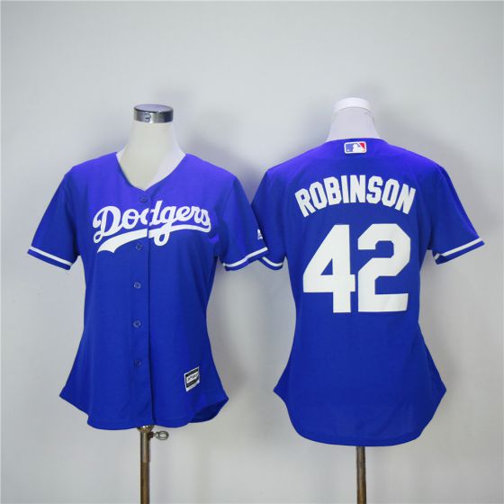 Women Los Angeles Dodgers #42 Robinson Blue MLB Jerseys->women mlb jersey->Women Jersey